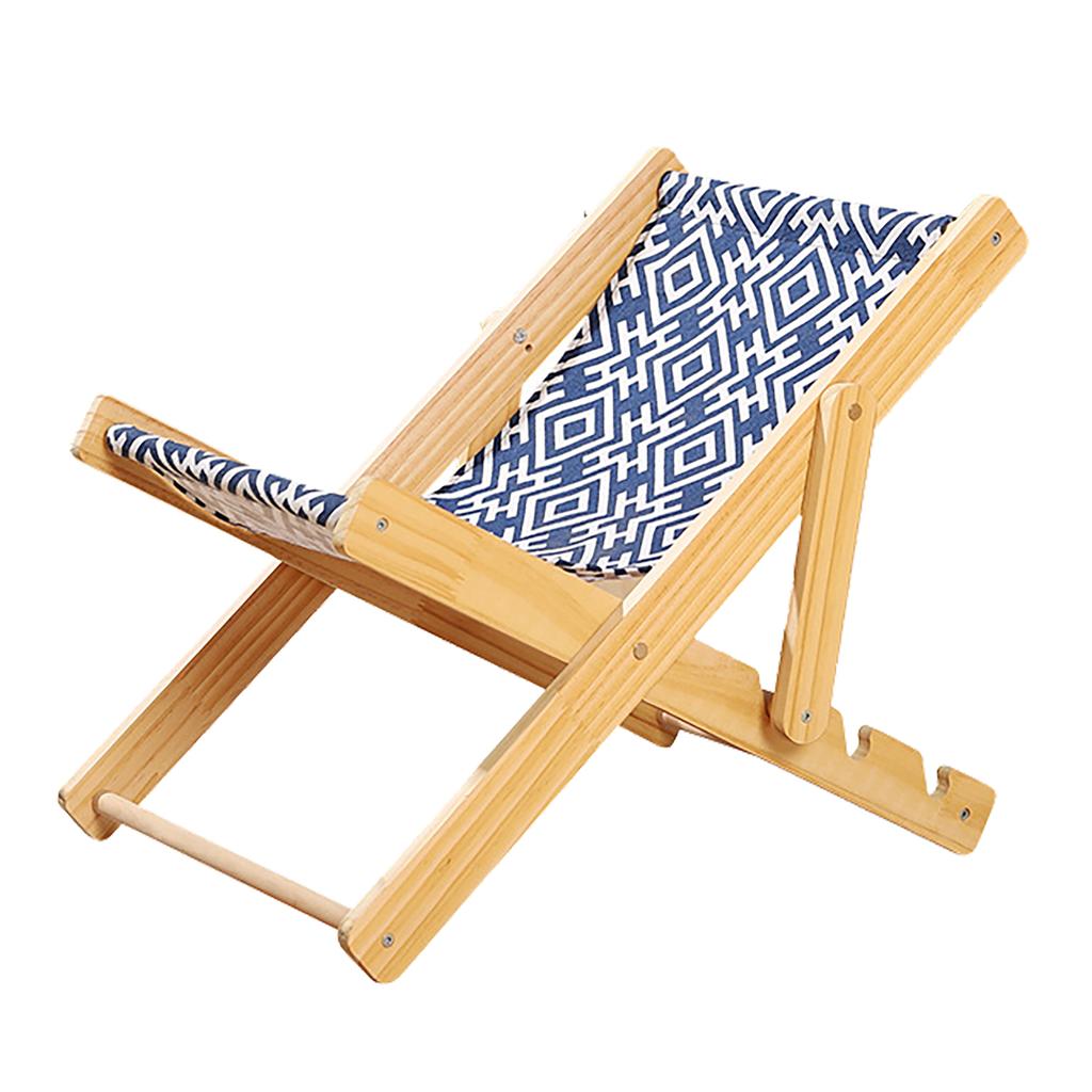 Cat Hammock Bed 4 Gears Adjustable Breathable Wooden Raised Pet Bed for Indoor Kitten Canvas