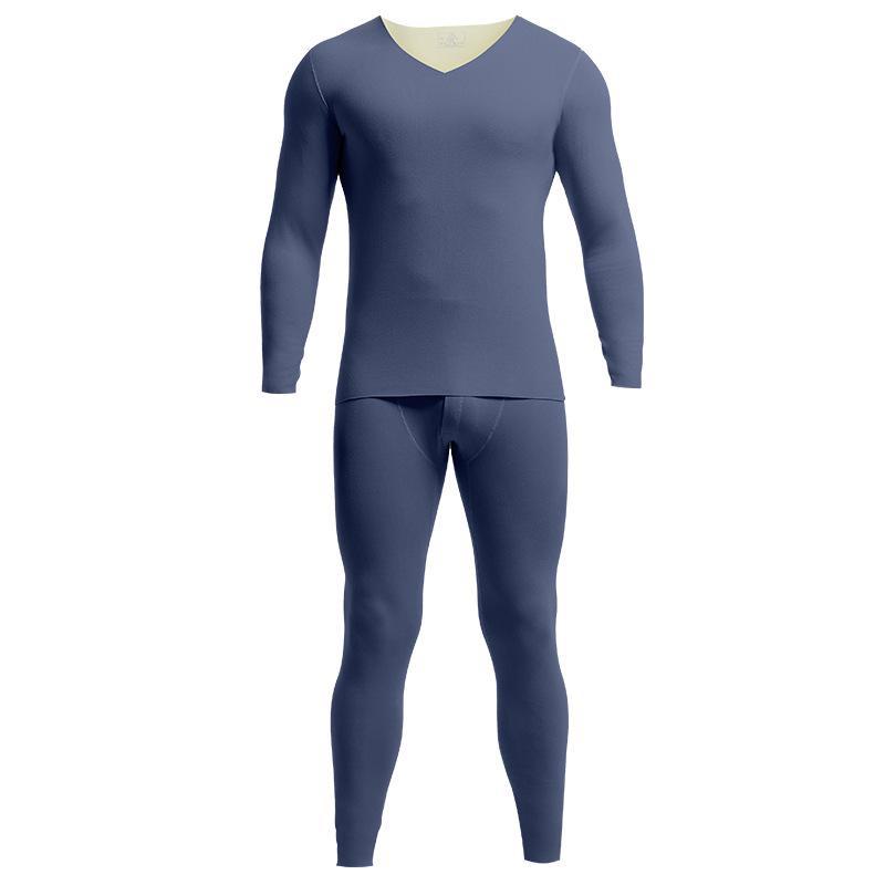 Herren Slim Fit Nahtloses Thermounterwäsche-Set: Samtgefütterte Hose und Unterhemd für Herbst/Winter