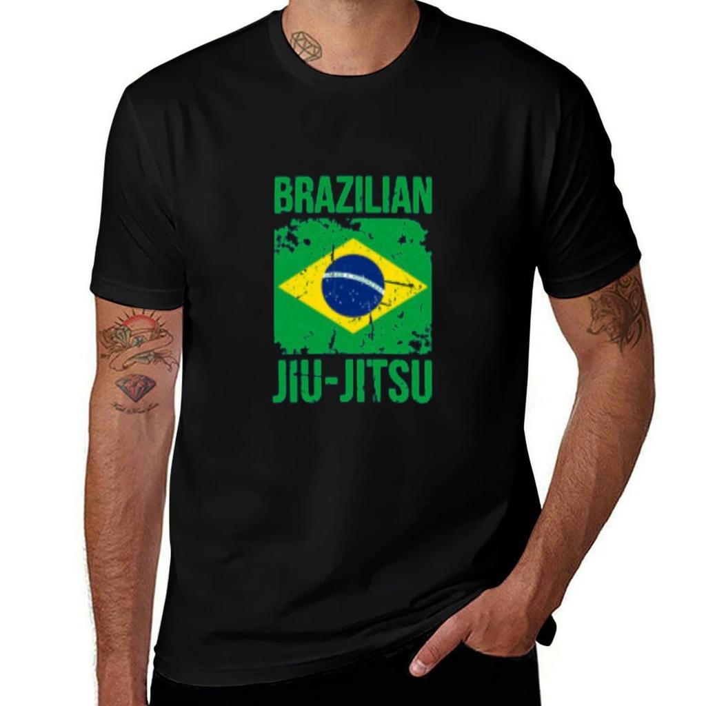Brazilian Jiujitsu Distressed Flag Design Bjj Tshirt Festive Simple Tshirt