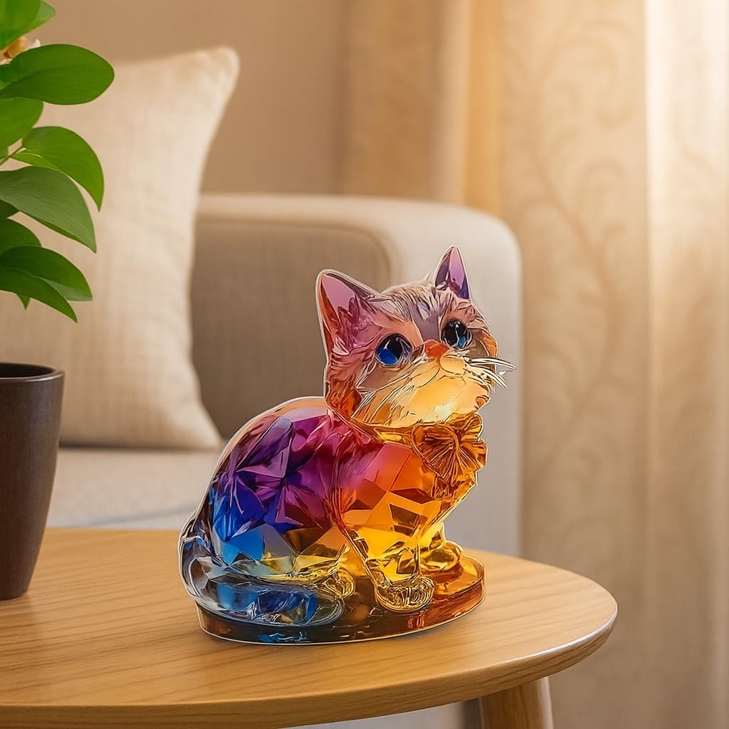 Cat Acrylic Cat Interior Relaxing Soothing Cat Feng Shui Type A Lovep.c Stand, Decor, Suncatcher, Object, Merchandise, Prism, Spiritual, Ornament,