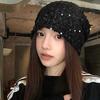 Koreanische Neue Vielseitige Pailletten-Pile-Mütze Herbst und Winter Winddicht Ohrenschutz Kopfmütze Zeigt Gesicht Klein Kalte Mütze Lässige Nachtmütze Trendig