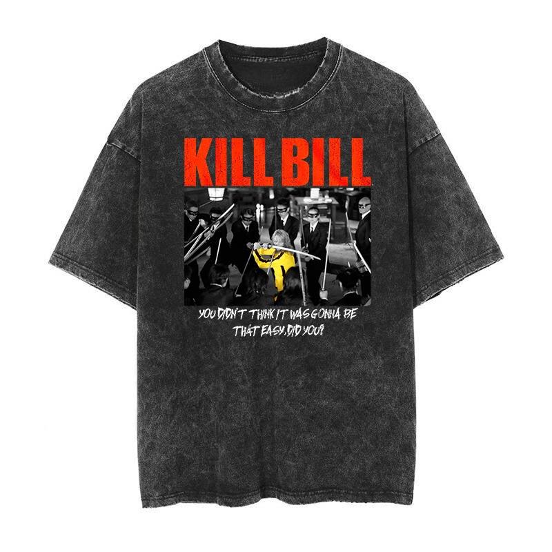 Fit Kill Bill The Bride Unisexs Vintage Washed Retro Batik Shortsleeved Tshirt Graphic Cotton Tee Printing Highend Luxury