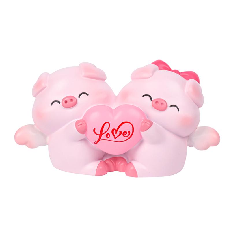 Cute Couple Pig Ornament Ornament Cartoon Valentine's Day Gift Cake Decoration Pig Baby Doll Desktop Car Decorations Gifts