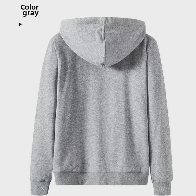 Men's Autumn and Winter Solid Color Zipper Hoodie: Plus Velvet Cardigan Sweatshirt