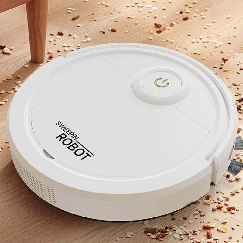 Thin Robot Cleaner with Triple Function Sweeping Scrubbing Vacuuming USB Rechargeable Battery Quiet Household Appliance