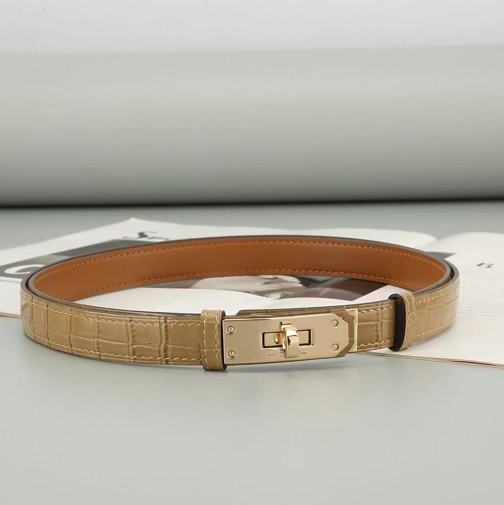 Women's Adjustable Genuine Leather Alligator Pattern Belt