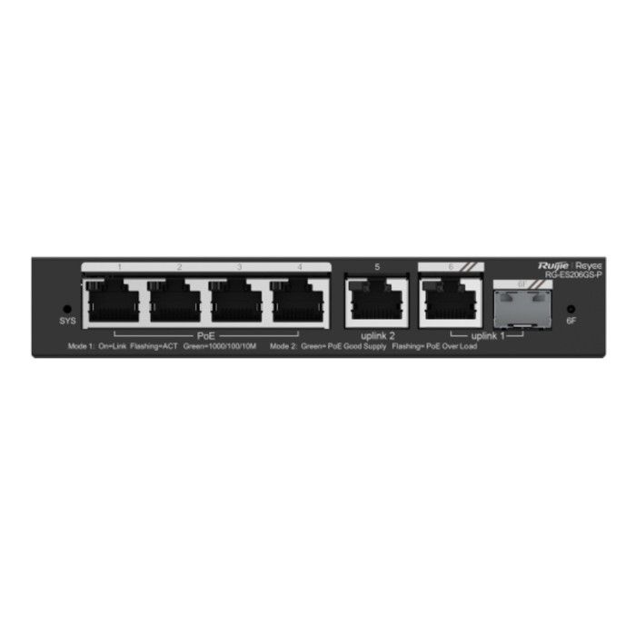 PoE Switch - Ruijie - Reyee - 6 Ports - Gigabit - Secure Transmission