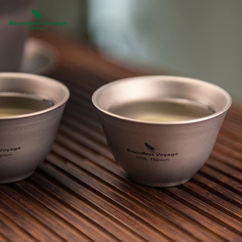 Pure Titanium Double-Wall Teacup 35ml Mini Gong Dao Cup Heat-Resistant Travel Tea Modern Minimalist Design