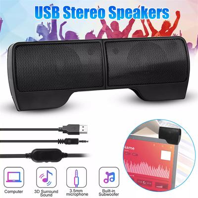 Clip On Usb Speaker For Notebook Laptop Pc Desktop Tablet Wired Stereo Speaker Line Controller Soundbar