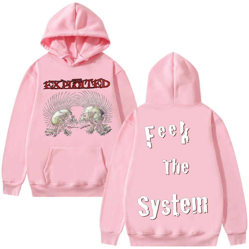 Bluza z kapturem z dwustronnym nadrukiem The Exploited Jesień Zima Męska Hip Hop Gotycka Retro Bluza Męskie Punkowe Oversizowe Bluzy z Kapturem