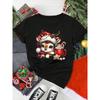 Cute Christmas reindeer print women's T-shirt cartoon casual short sleeved round neck women's red T-shirt women Y2k T-shirt women