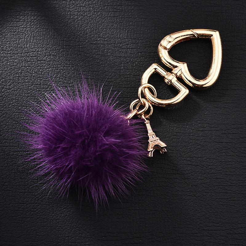 Mink Fur Love Keychain Elegant Fur Small Pendant Fur Ball Alloy Love Keychain