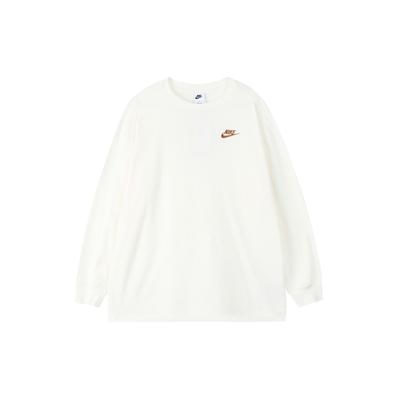 Logo Print Loose Fit Crew Neck Long Sleeve Drop Shoulder T-Shirt Women Tops Beige HJ0838-133