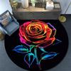 Rainbow Rose Round Area Rug,Carpet Rug for Living Room Bedroom Sofa Playroom Decor,Non-slip Floor Mat