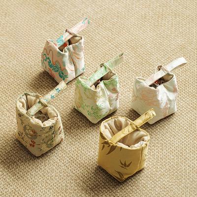 Chinese Style Teacup Drawstring Cloth Pouch Teapot Hand Bag Teaware Storage Bag Portable Multifunctional Bag for Tea Household