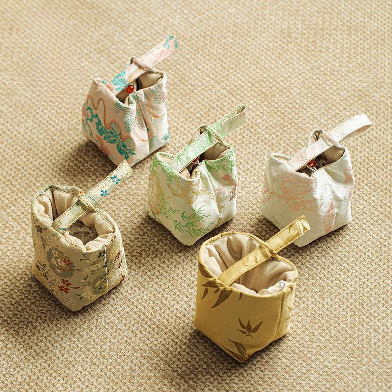 Chinese Style Teacup Drawstring Cloth Pouch Teapot Hand Bag Teaware Storage Bag Portable Multifunctional Bag for Tea Household