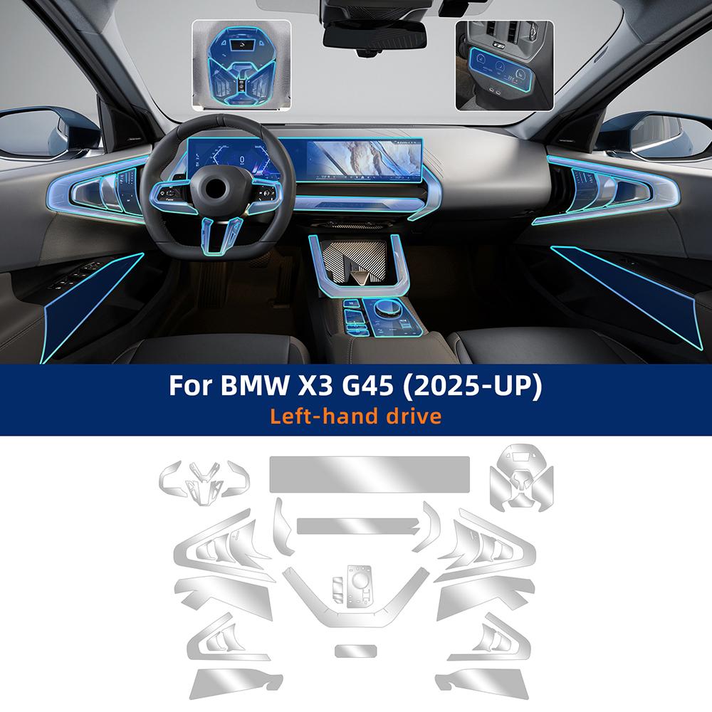 

Прозрачная защитная пленка из ТПУ для BMW X3 G45 2025-ВЫПУСК Навигация GPS Спидометр Внутренний экран Переключатель Царапины left steering