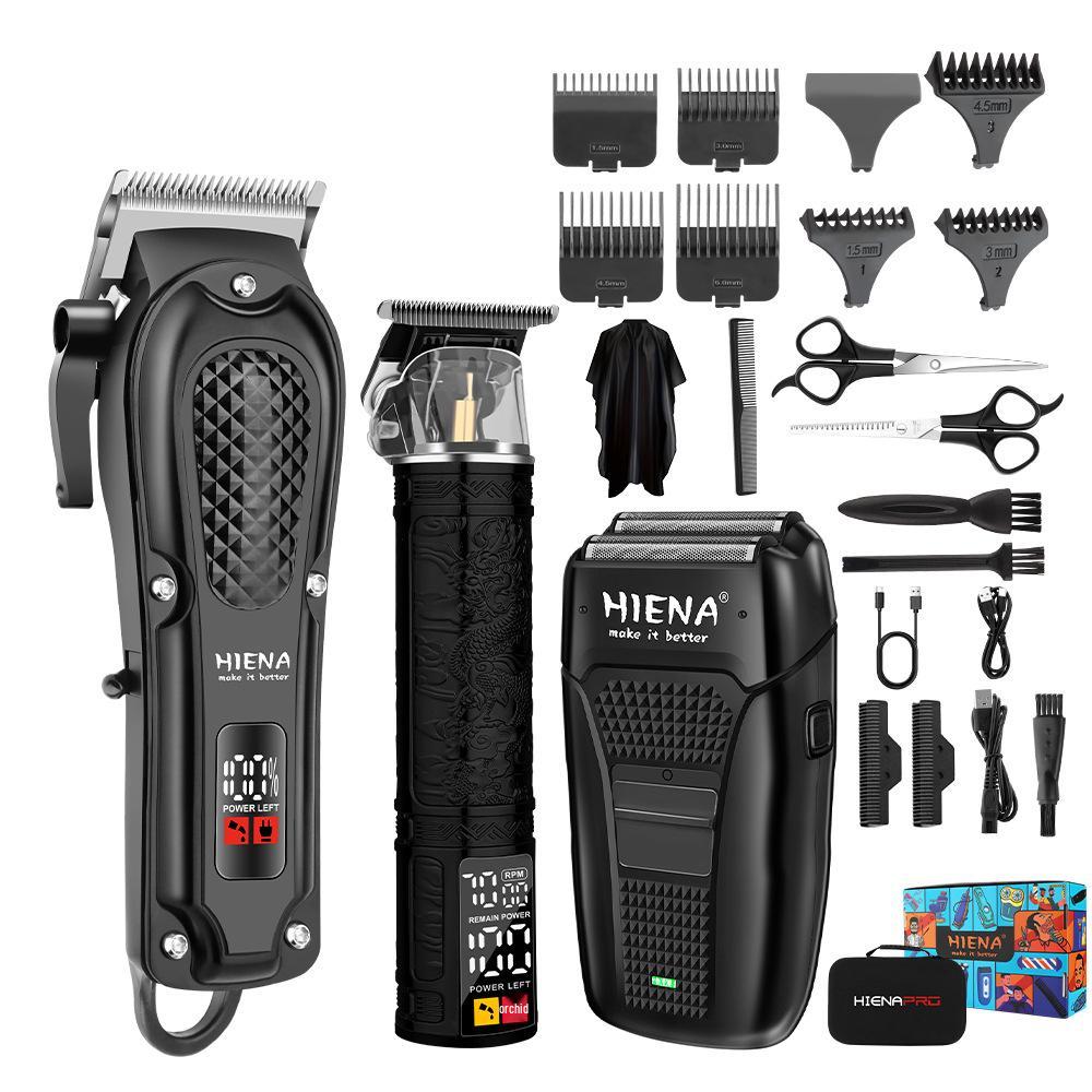 HIENA Electric Hair Clipper with Number Display, Oil Head Carving, Push Clippers for Barbers.
