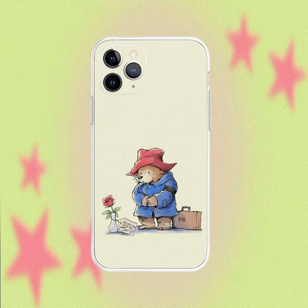 P-PaddingtonS Bear Phone Case For iPhone 17,16,15,14,13,12,11 Pro,Max,Plus,Air,X,XS,XR,SE,Mini Transparent Soft