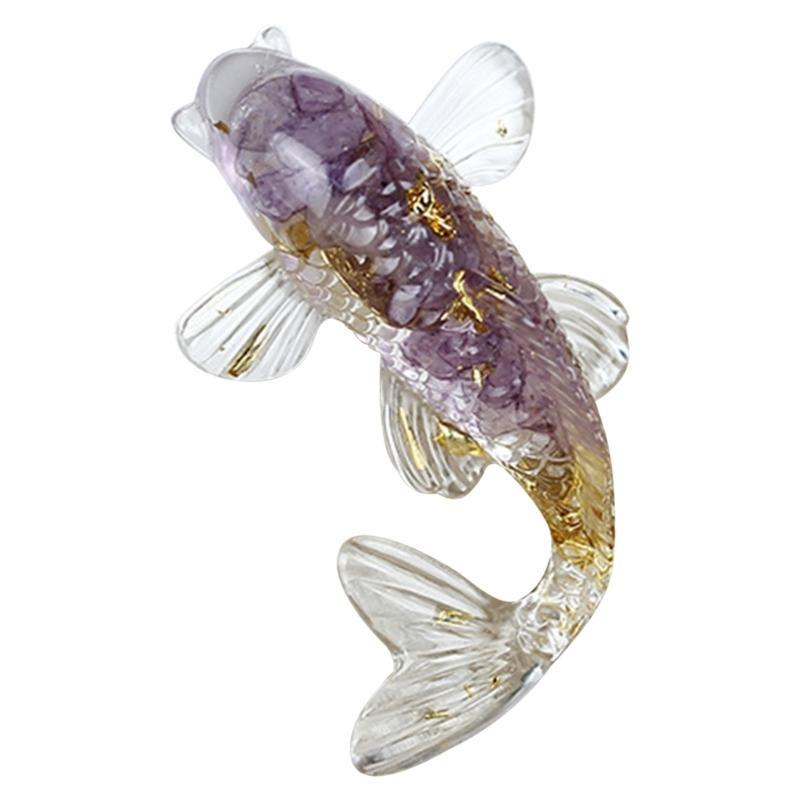 Natural Crystal Fish Figurine Home Decorations for Desktop Office Car Accessory