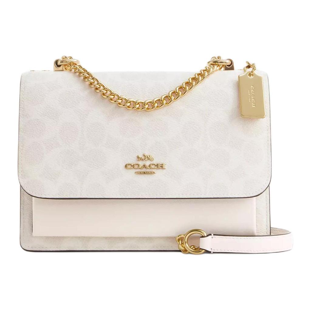 Coach Klare 22 Logo Color Block Design Signature Coated Canvas Crossbody Shoulder Bag Small Women Bags White Beige CAL29-IMXU5