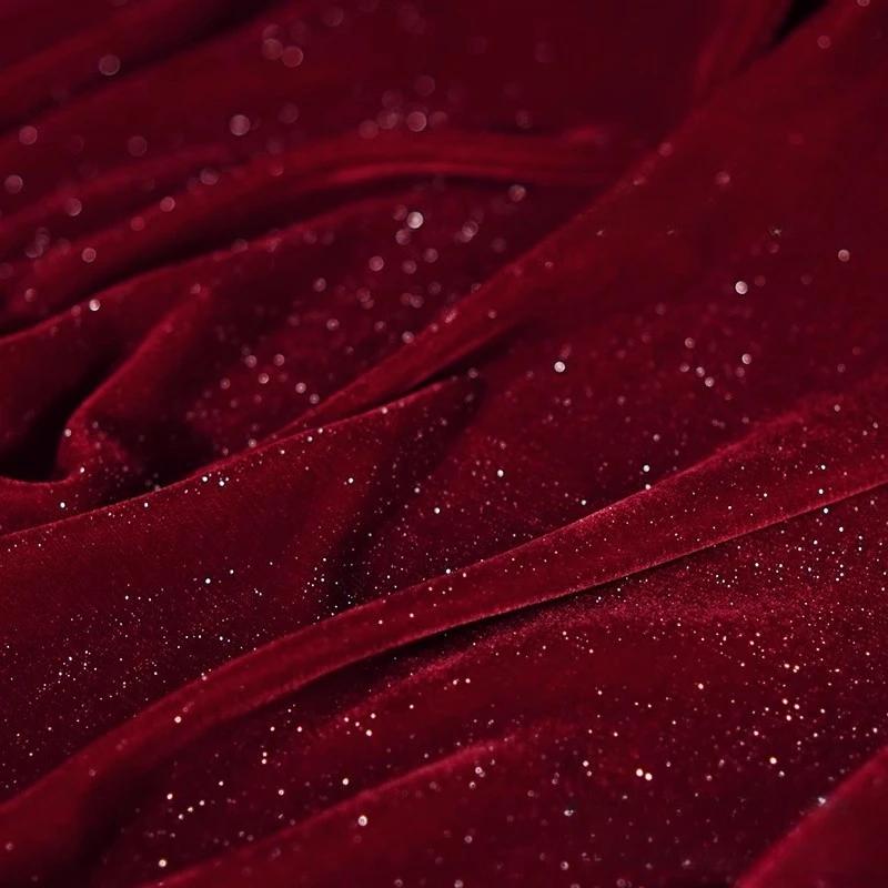 Soft Glint Velvet Fabric Silver Thread Woven with Dreamy Shimmering Texture  Plush Non-slip Fabric for DIY Sewing Dress