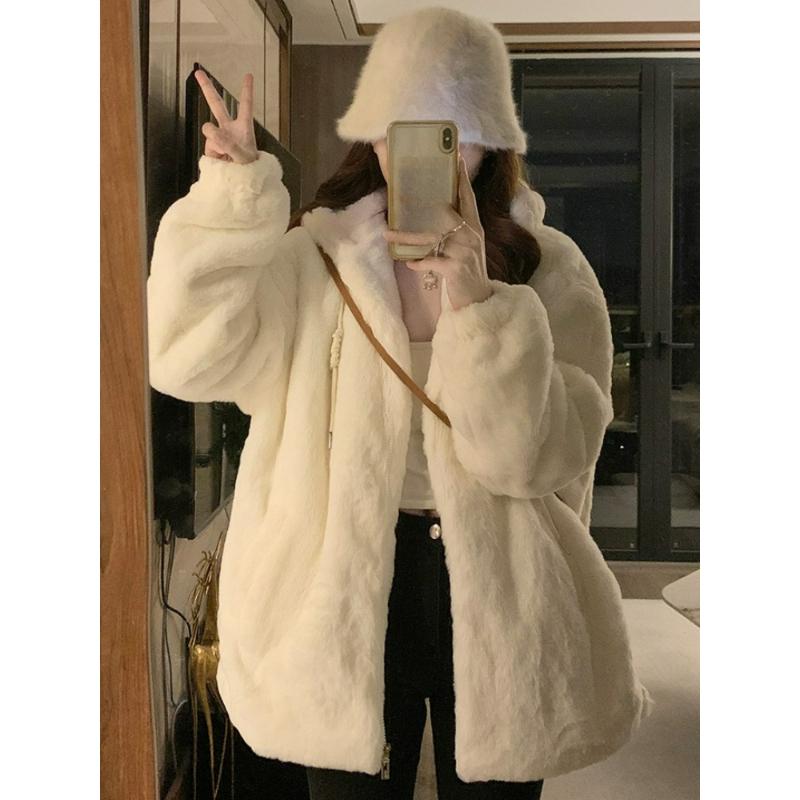 Palton din lână de miel pentru femei, toamnă și iarnă, plus catifea, îngroșat, cu aspect de blană mică, palton căptușit cu bumbac