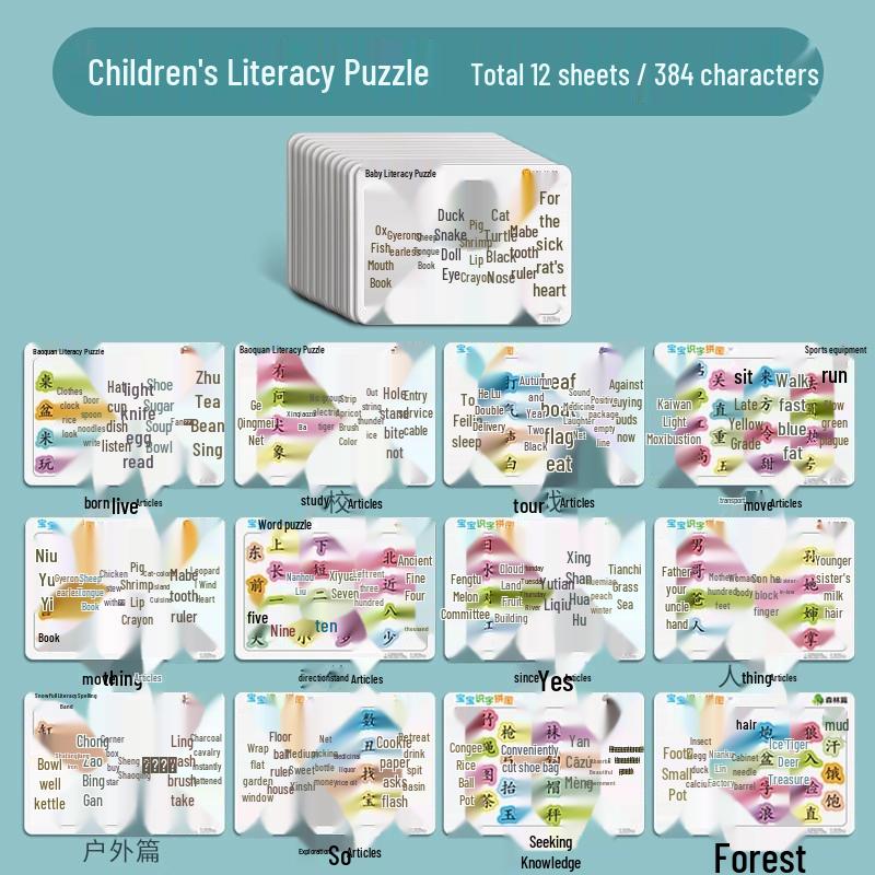 Advanced Educational Literacy Puzzle for Ages 3-6: Early Chinese Character Recognition Cards for Toddlers and Young Children