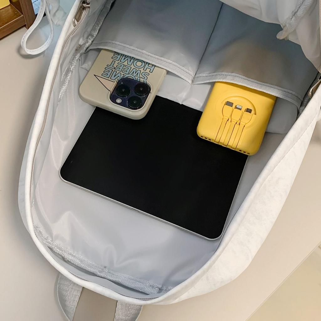 Schoolbag cold milk white soft fog lace backpack junior high school students sweet wind class travel multi-compartment light schoolbag