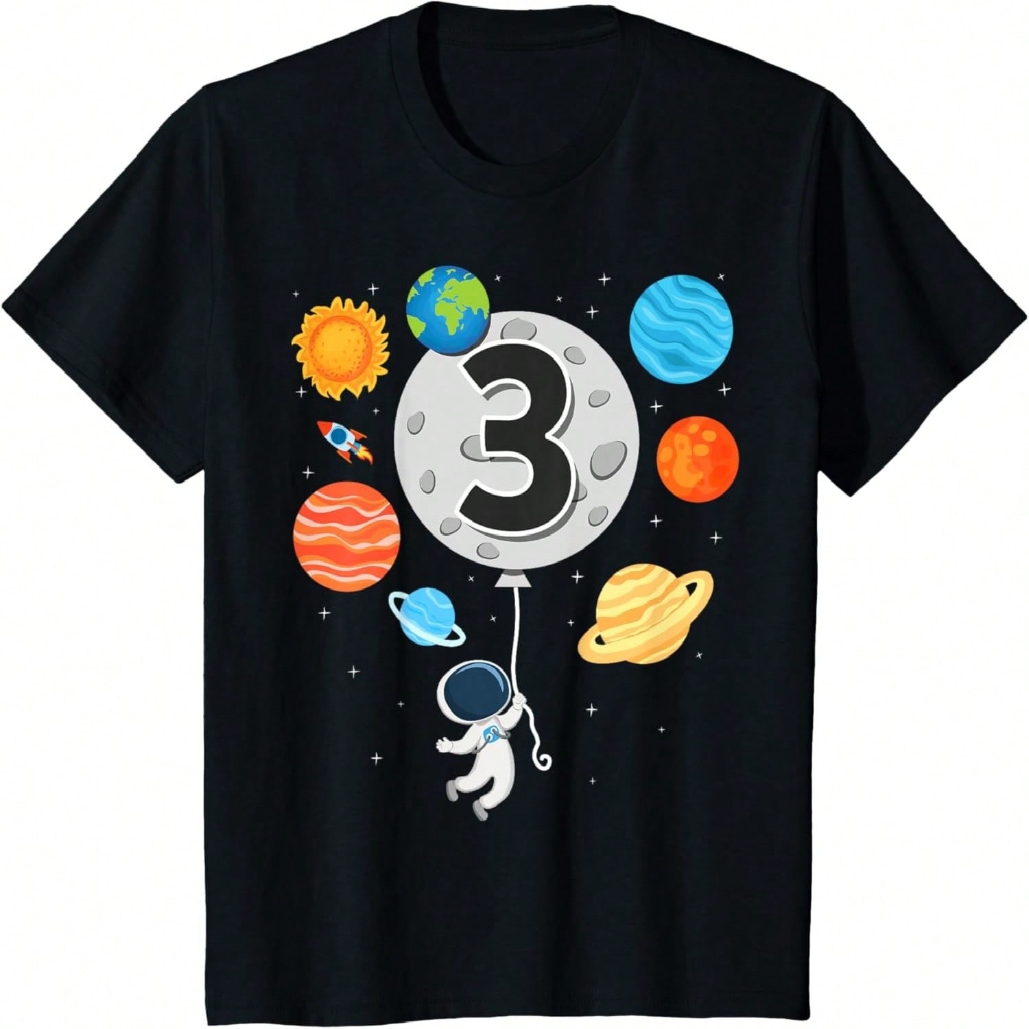 Kids 3 Year Old 3rd Space Rocket Astronaut Birthday Boys Girls T-Shirt S разноцветный