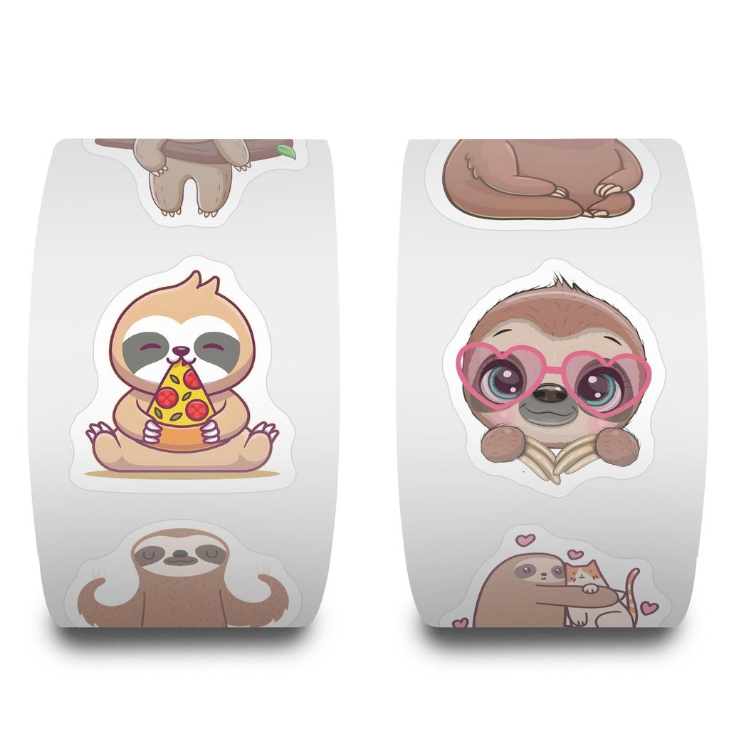 500 Niedliche Faultier-Stickerrolle - Klebeband für DIY, Schülerbelohnungen, Schreibtisch-Schreibwaren
