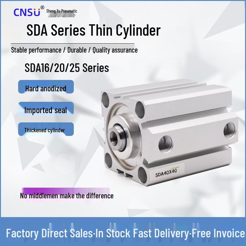 Airtac-Compatible Thin Pneumatic Cylinder SDA16x32/40/50/63x80x100
