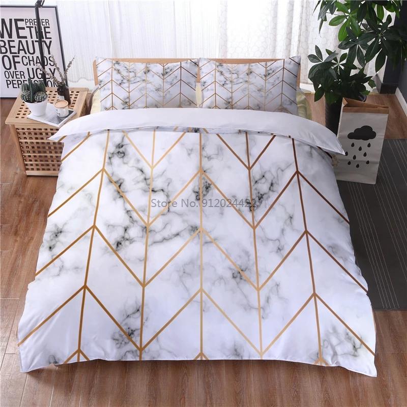 Black White Geometric 3d Bedding Sets Marble Digital Printing Duvet Cover Set with Pillowcase Home Textile Europe Australia Size