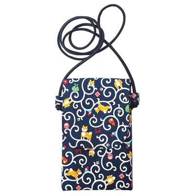 Made In Lightweight Smartphone Shoulder Cotton Sacoche with Smartphone Shiba Navy Blue [Kyosuke] Japan, Dog-themed Bag, Lid, Pochette, Enkiya, Inu,
