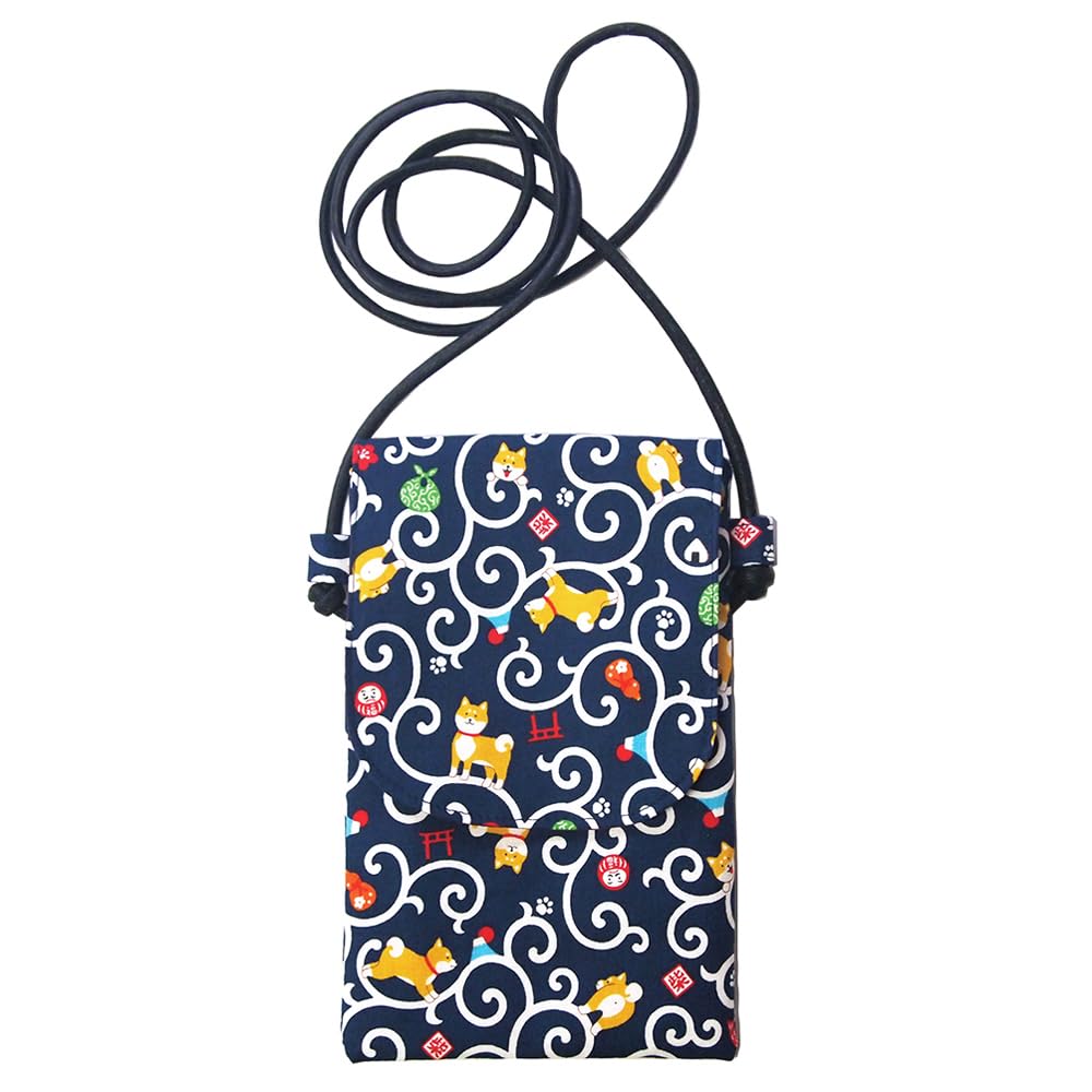 

Made in Lightweight Smartphone Shoulder Cotton Sacoche with Smartphone Shiba Navy Blue [Kyosuke] Japan, Dog-themed Bag, Lid, Pochette, Enkiya, Inu,