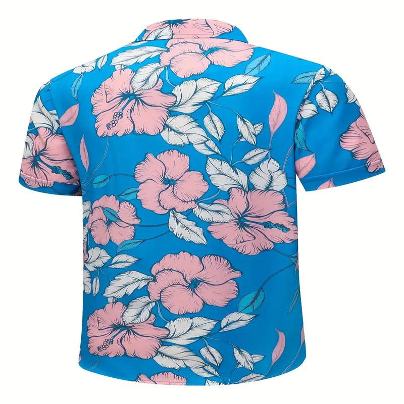 Casual Men's Beach Vacation Style Short Sleeved Shirt 3D Printed Polyester Fiber Summer Trend Beach Regular Style