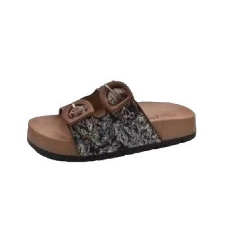 Belt buckle slippers girls summer retro outer wear thick-soled beach slippers trendy comfortable casual breathable sandals