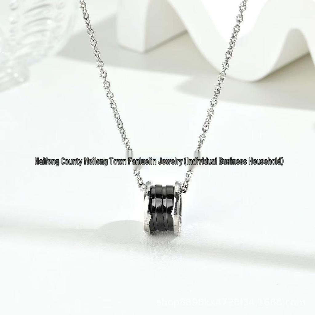 Colar com Pingente de Cerâmica Preta Edição Beneficente Baobaojia, Corrente para Clavícula Unissex