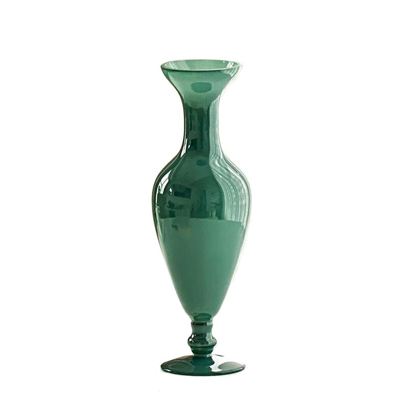 

1 шт. гидропонная ваза, скандинавская французская ваза нефритового цвета, украшение для дома, стеклянная ваза, бытовая ваза кремового цвета, художественное украшение 24x6,5 см