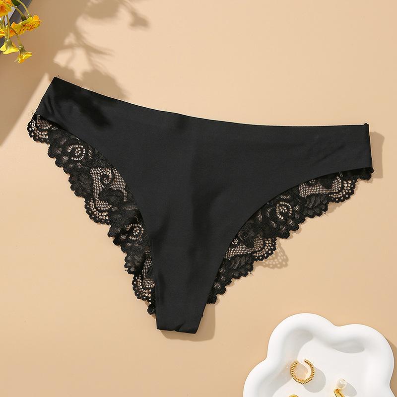 Sexiga spetsbyxor: Issilke och bomull, brasilianska byxor med mitten av midjan för kvinnor, gränsöverskridande varm rea