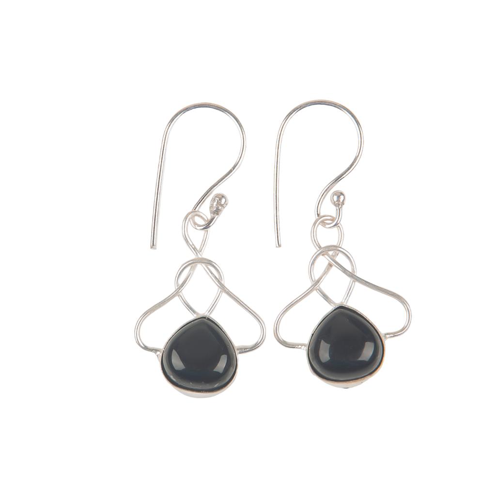 Black Tourmaline Gemstone 925 Solid Silver Jewelry Handmade Boho Earrings 1.50" EE-2-27