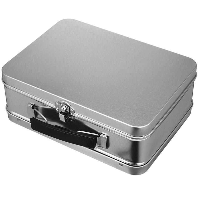 A25F-2X White Handle Tinplate Storage Box Large Capacity Desktop Ganizer Gift Tin Carry Box For Candy Coins Iron Tin Box