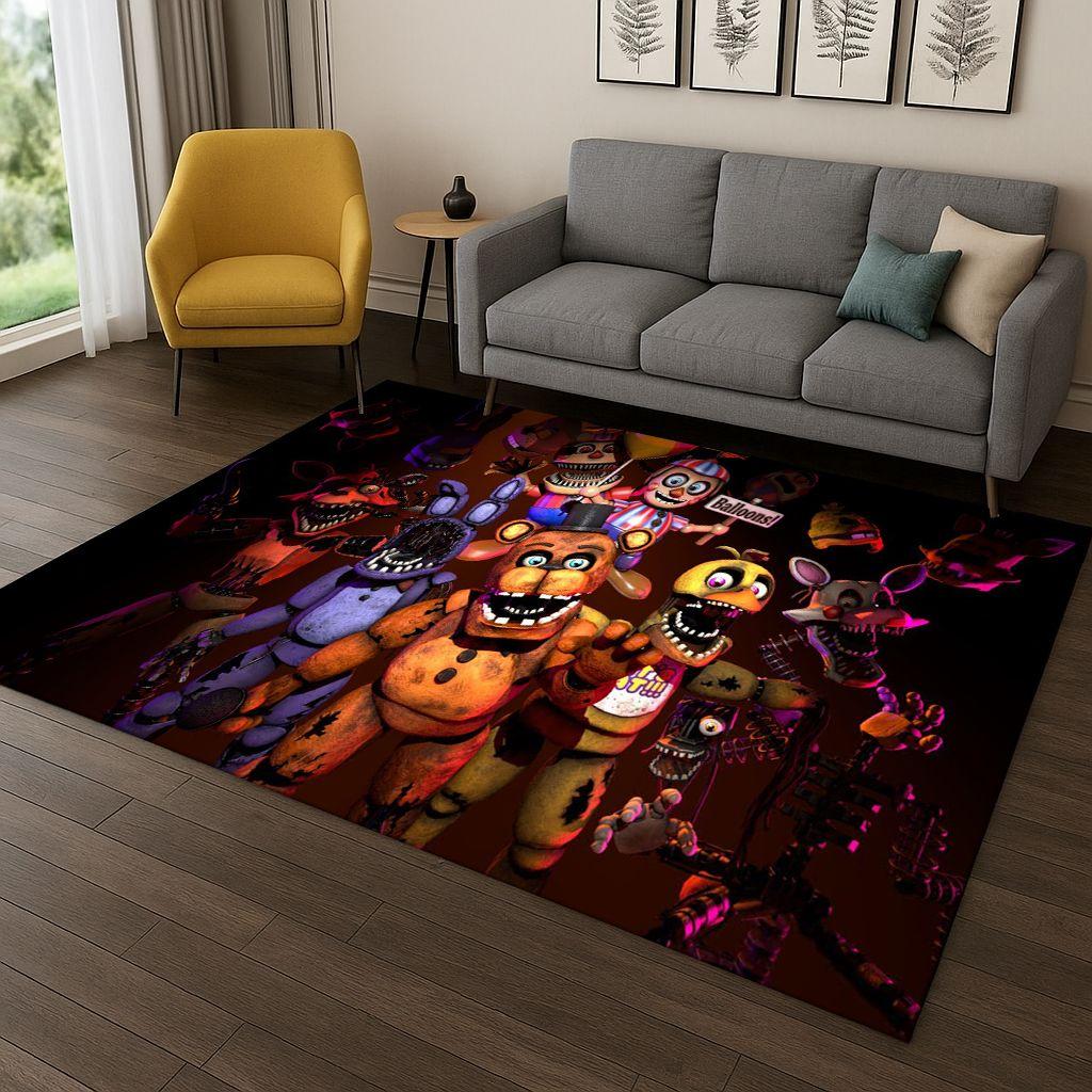 Tappeto Cartoon 3D F-FNAF per Camera da Letto Soggiorno Divano Zerbino Decorazione Casa, Tappeto Area Giochi Bambini Antiscivolo Regalo di Natale