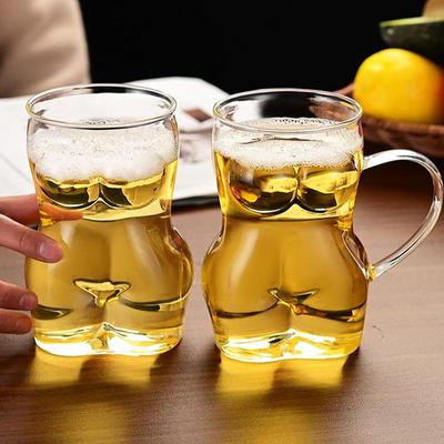 Cam Bira Kupası yaratıcı Kadın Vücut Şeklinde Bira Bardakları Su Kupası Seksi Bira Kupası Kokteyl Cam Bardağı İçki Kupaları Bira Kupası