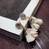 New Fabric Flower Dangle Earrings for Women Crystal Top Luxury Wedding Ear Floral Pendants Hanging Earring