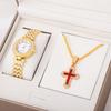 Personalized Versatile New Multi-color Zircon Pendant European and American Full Diamond Cross Necklace Hip-hop Trend Jewelry