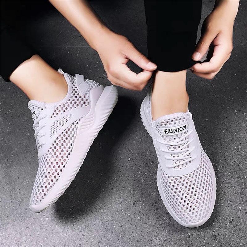 Summer Breathable Men's Mesh Shoes: Fashionable, Lightweight, Casual, Korean Style, Hollow-Out Design for Students.