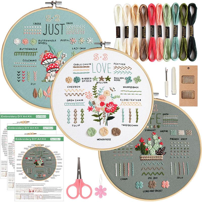 Embroidery Diy Handmade Material Pack Beginner Practice Stitch Kit Upgrade