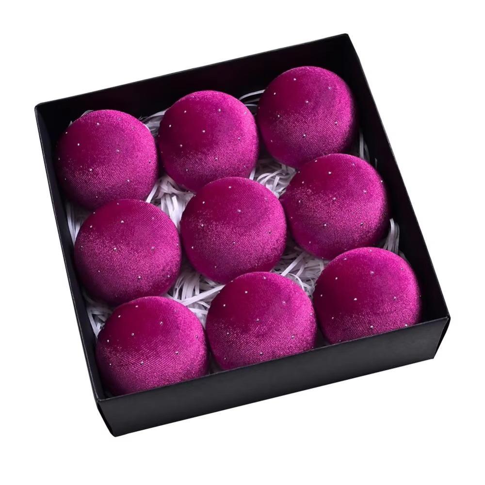 9pcs/set 8cm Velvet Christmas Balls Glitter Xmas Tree Pendant Merry Christmas Decor