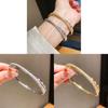Geometric Zircon Cross Cuff Bracelet In 18k Gold Plating For Women